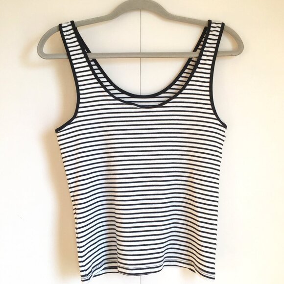 European H&M Black and White Striped Ribbed Tank Top - Picture 2 of 13
